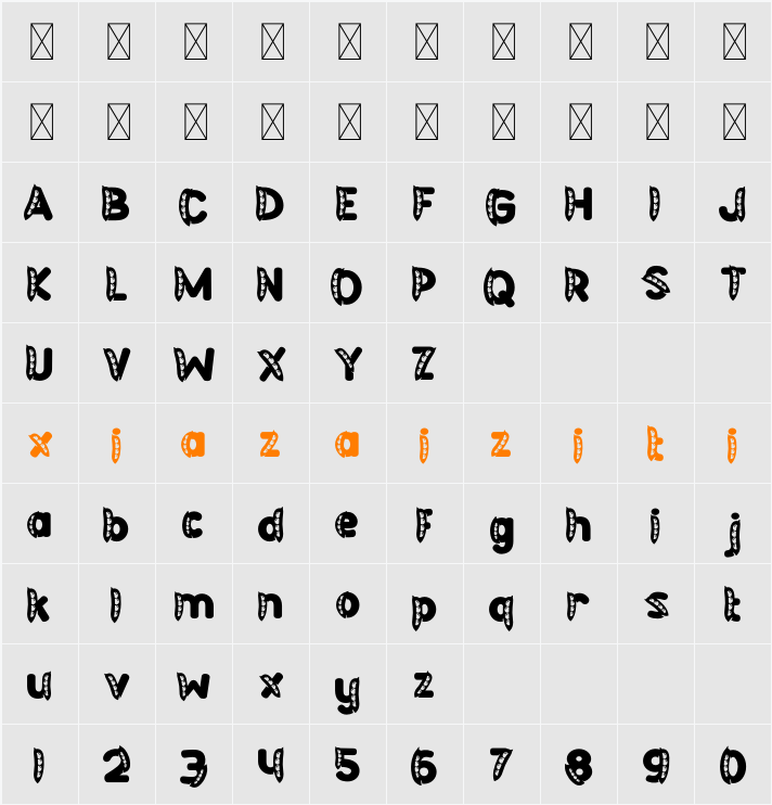 Green Delight Vegetable 2 字符映射表