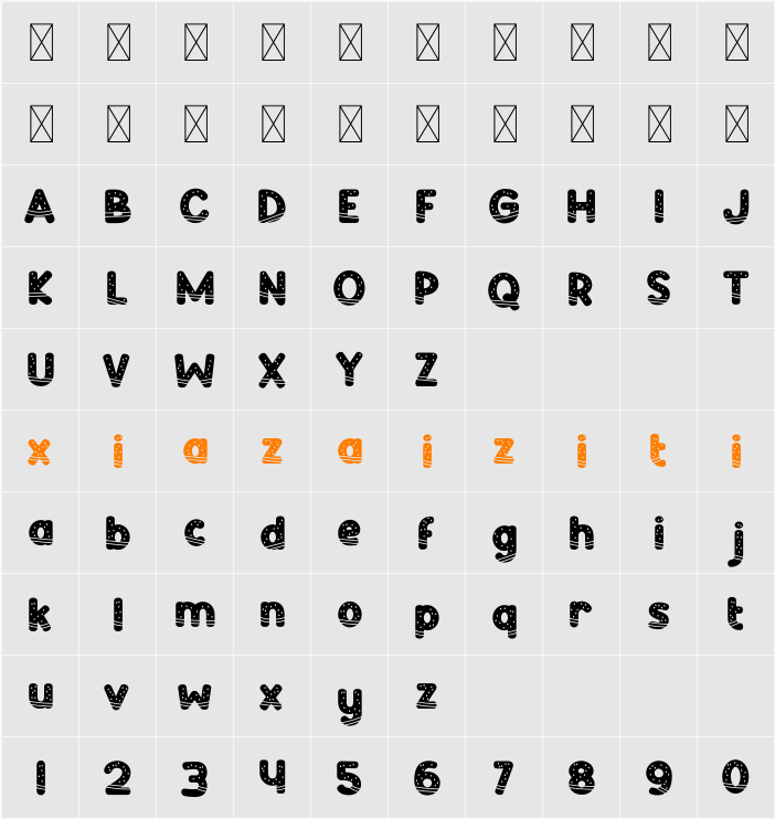 Green Delight Watermelon 字符映射表