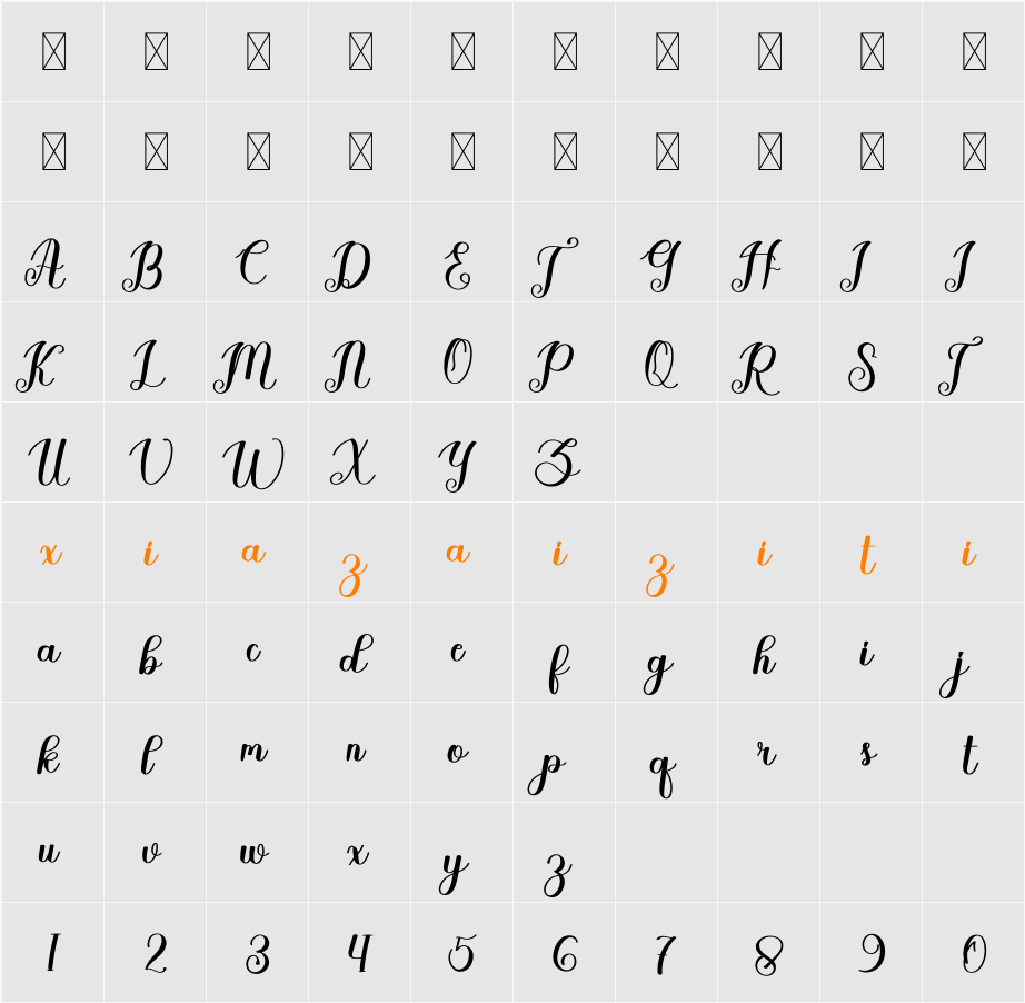 Happines 字符映射表