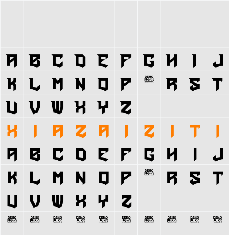 Gothic Blast DEMO 字符映射表