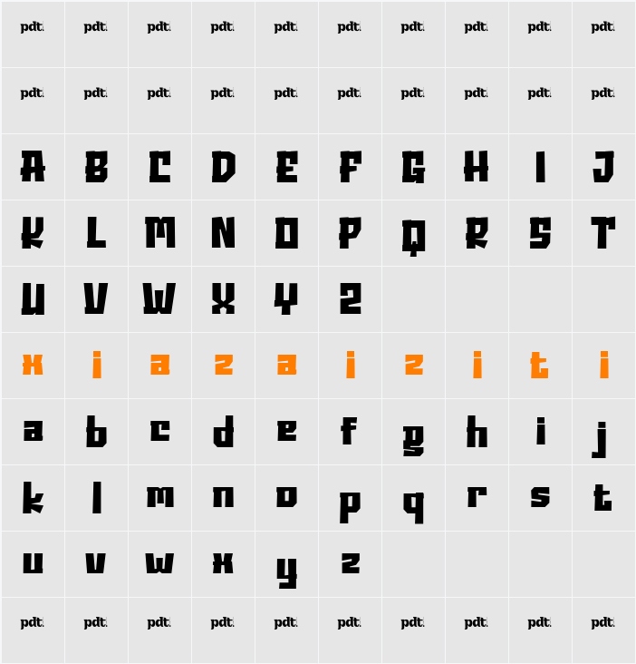 GLARY TROPIC Regular 字符映射表