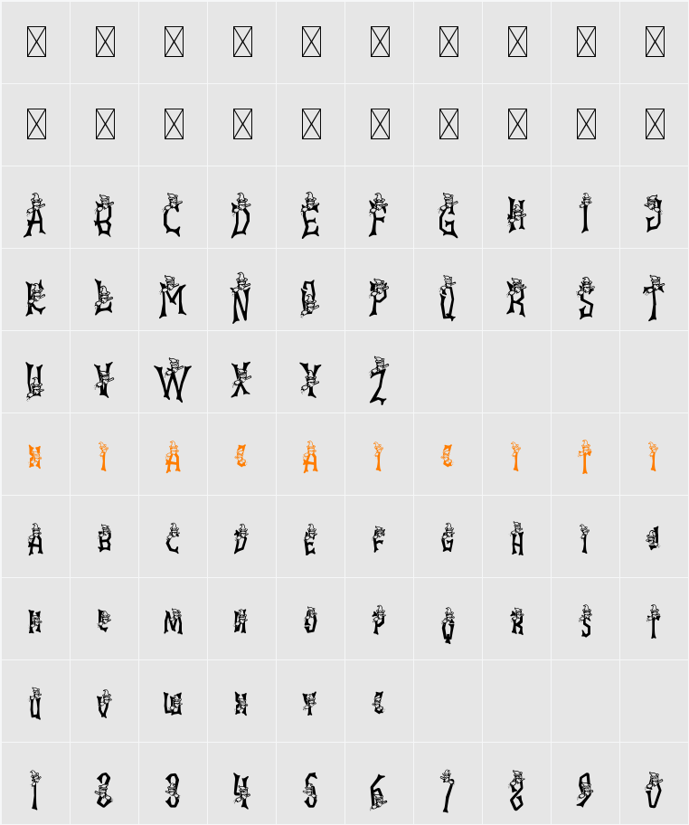 Ghostly Guffaws Witch 字符映射表