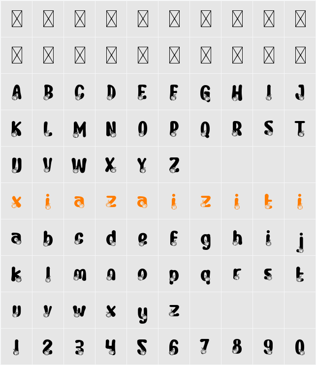 Joyful Turkey Pumpkin 字符映射表