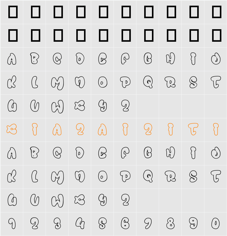 Juicy Snap Outline 字符映射表