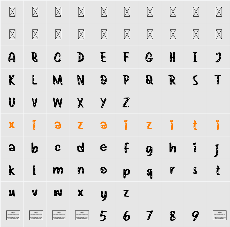 Infinitely 字符映射表