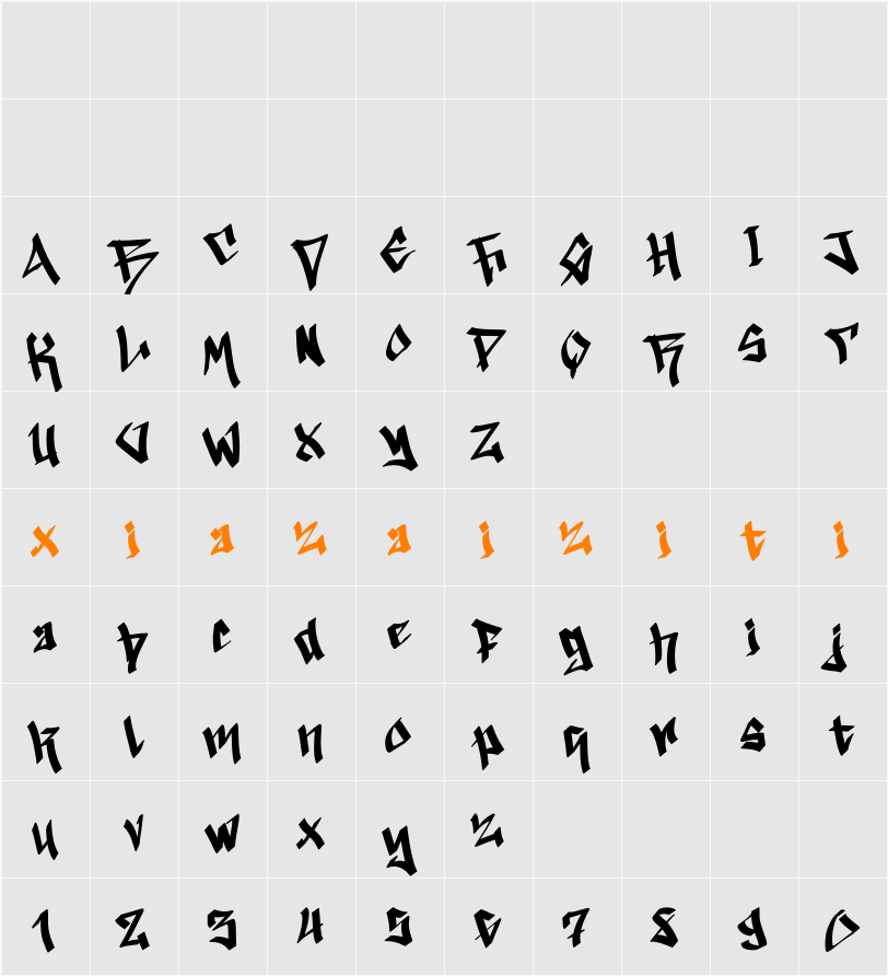 Lazy Dark Demo 字符映射表