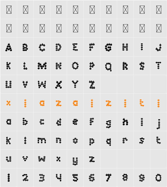 Green Delight Vegetable 3 字符映射表