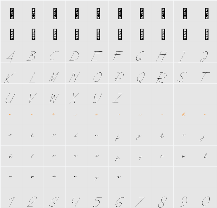 Hevanola Personal Use 字符映射表