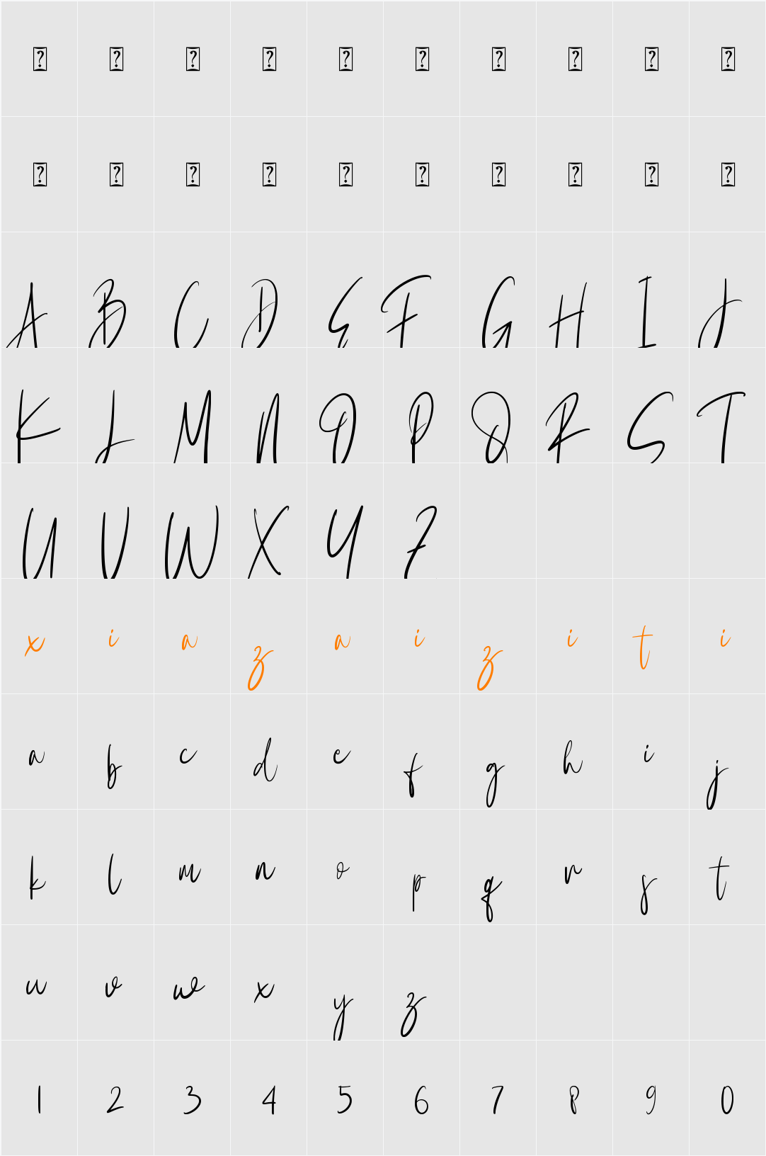 Holly Stroke 字符映射表