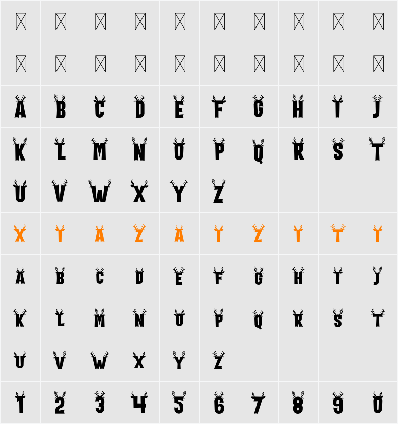 Holiday Harmony Deer 字符映射表