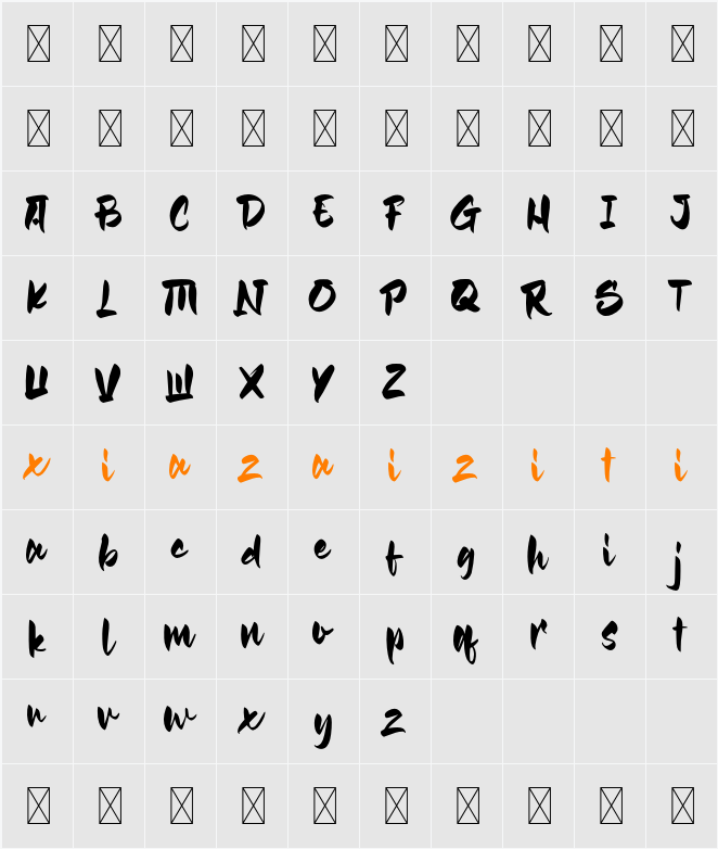 Kayasi Anohara 字符映射表