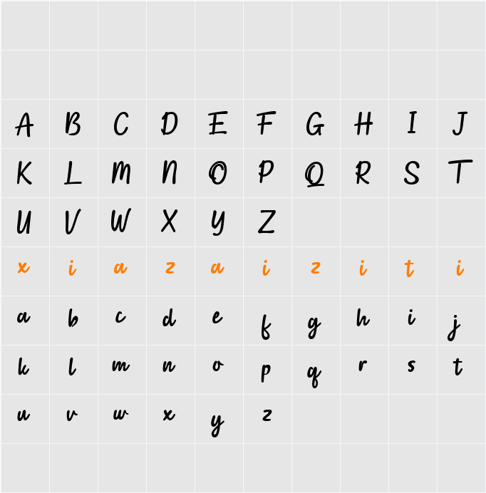 Good Vibes Script 字符映射表