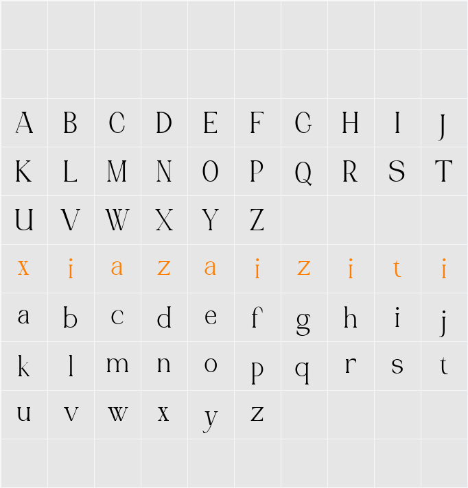 Golden cosmic reguler 字符映射表