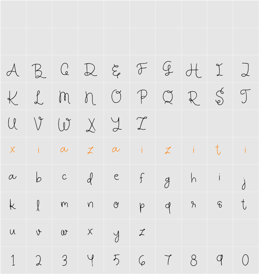 Happy Swirly 字符映射表