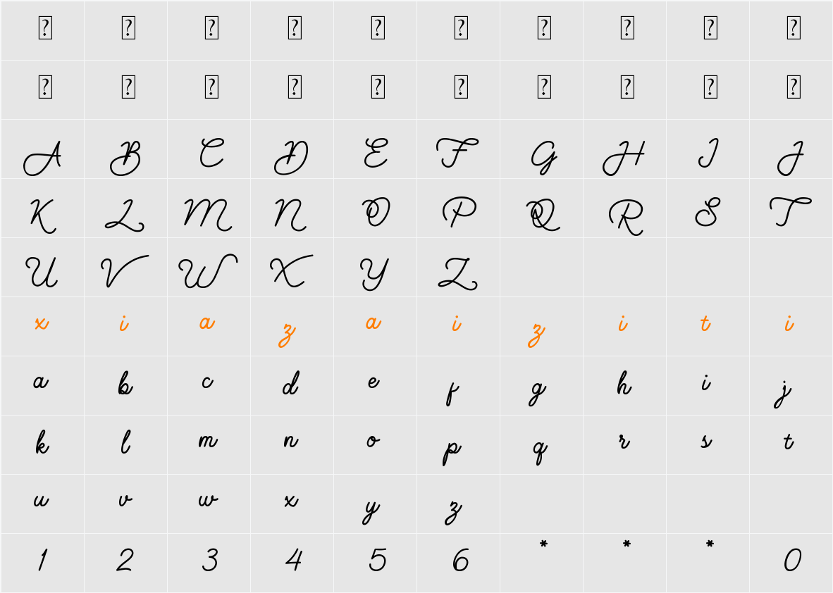 Hapsha Sophia Script 字符映射表