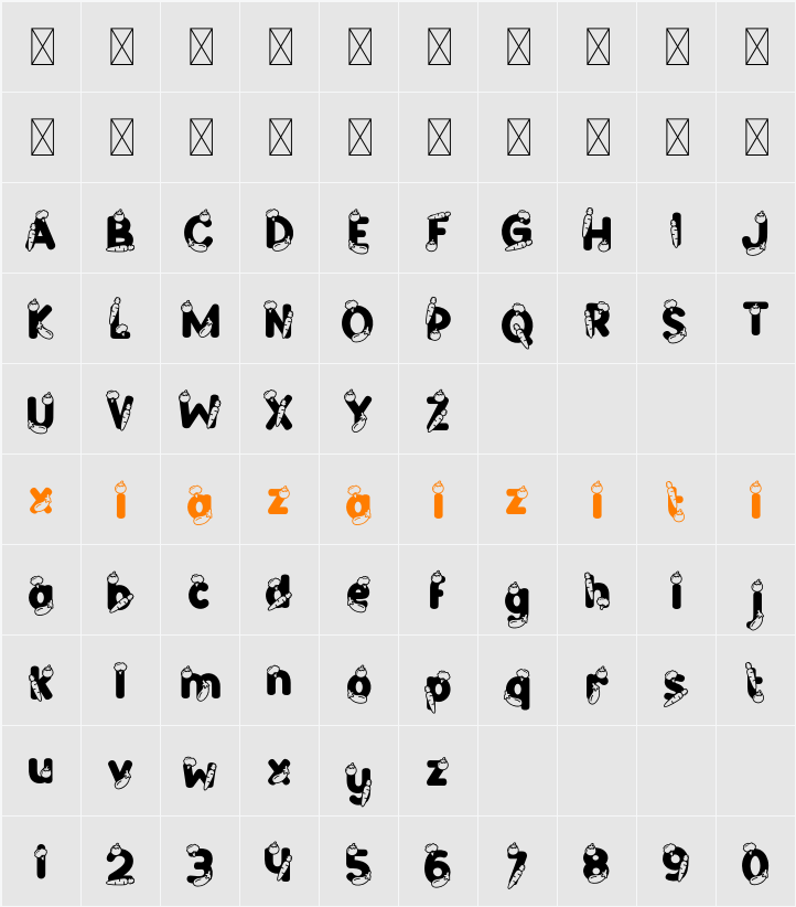 Green Delight Vegetable 字符映射表