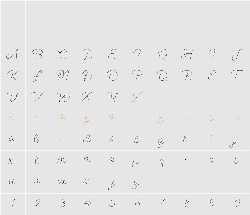 Hilary Baker 字符映射表