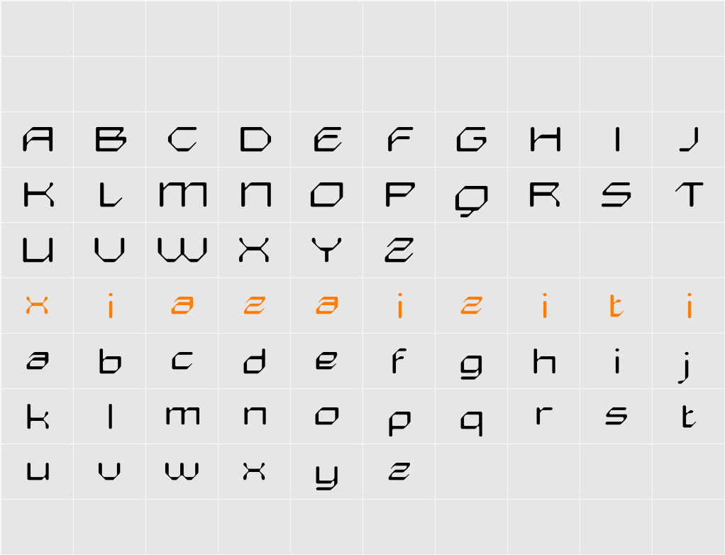 Lexady Blur Demo 字符映射表