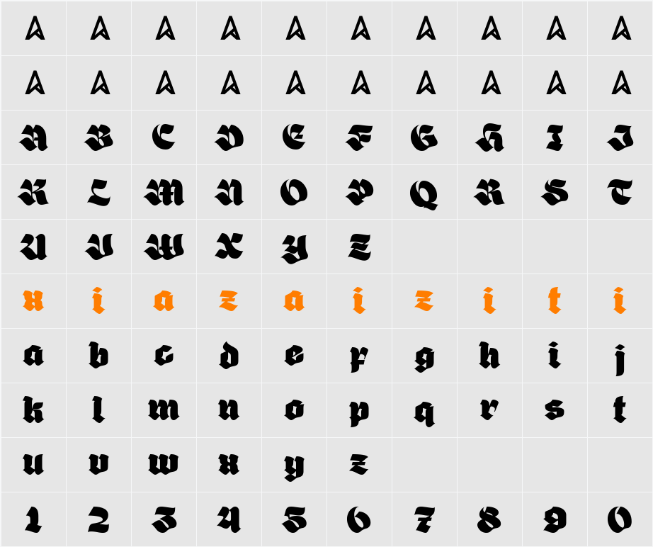 Giant Black 字符映射表