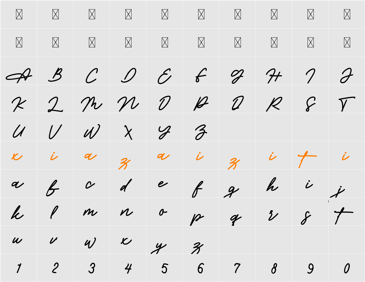 Happy Moment 字符映射表