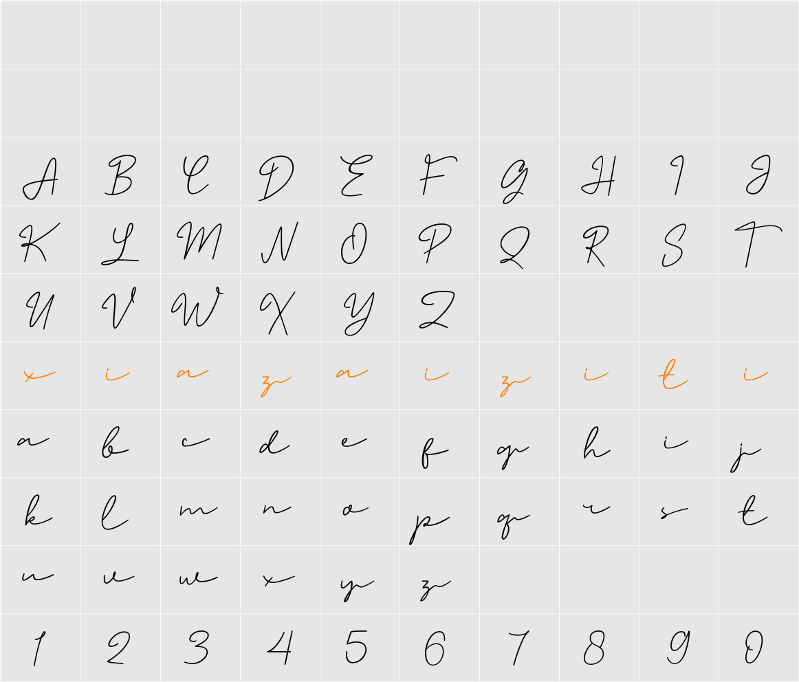 Katheriny Signature FREE 字符映射表