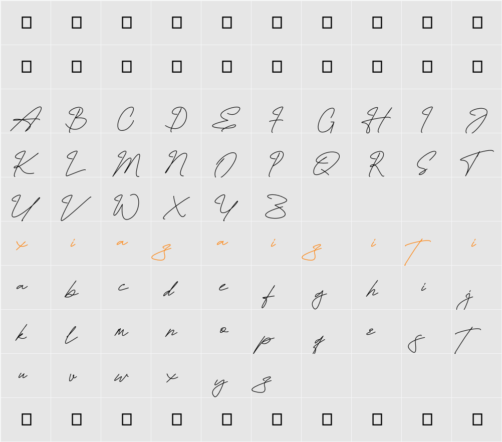 Hamiltton Signature Personal Use Only 字符映射表