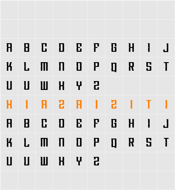 Grandex DEMO 字符映射表