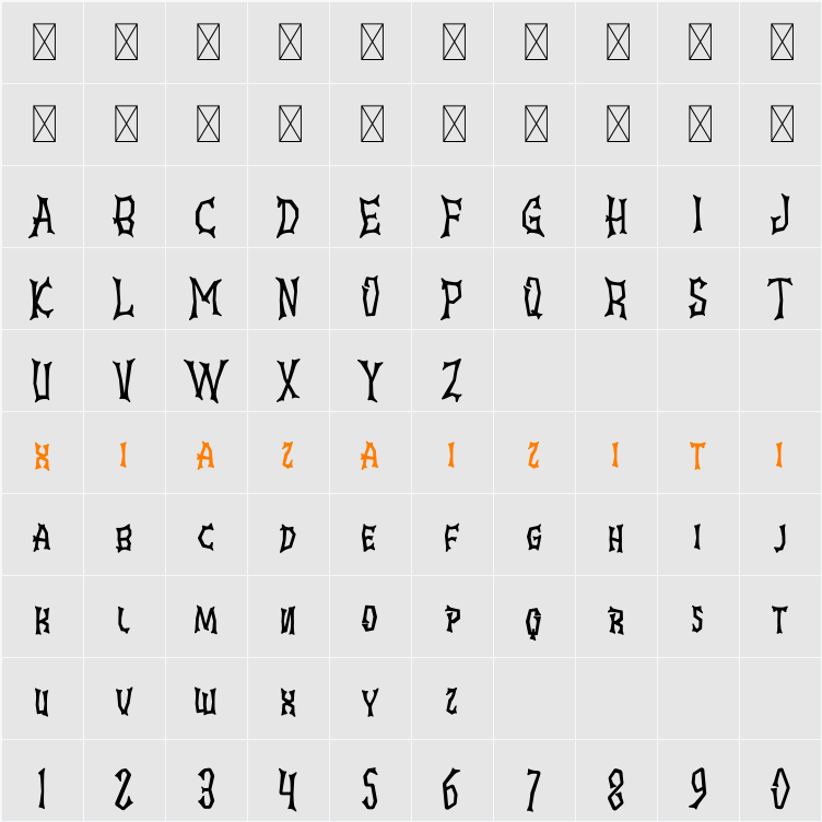 Ghostly Guffaws 字符映射表