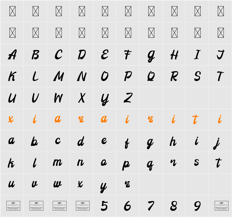 Grandeur Free 字符映射表
