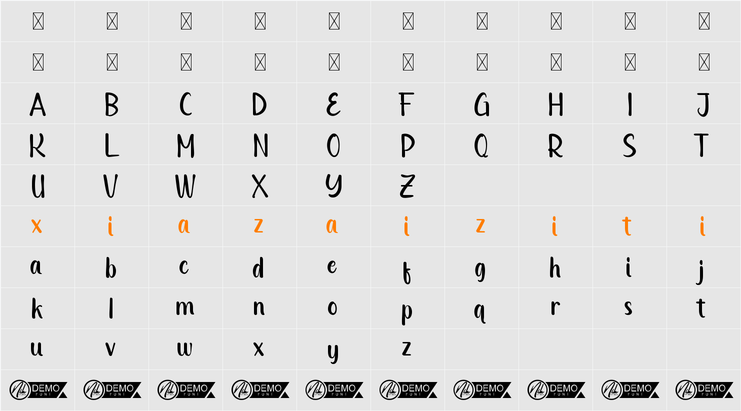 Kata Hati Demo 字符映射表