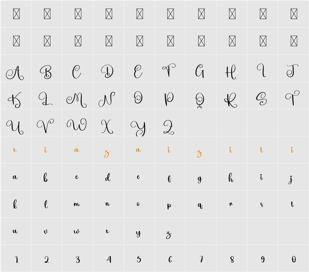 Jubilee 字符映射表