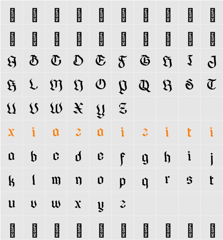 Gofarda Gothic 字符映射表