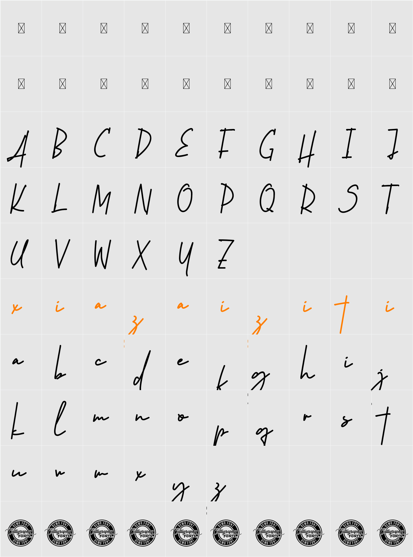 Great Life Demo 字符映射表