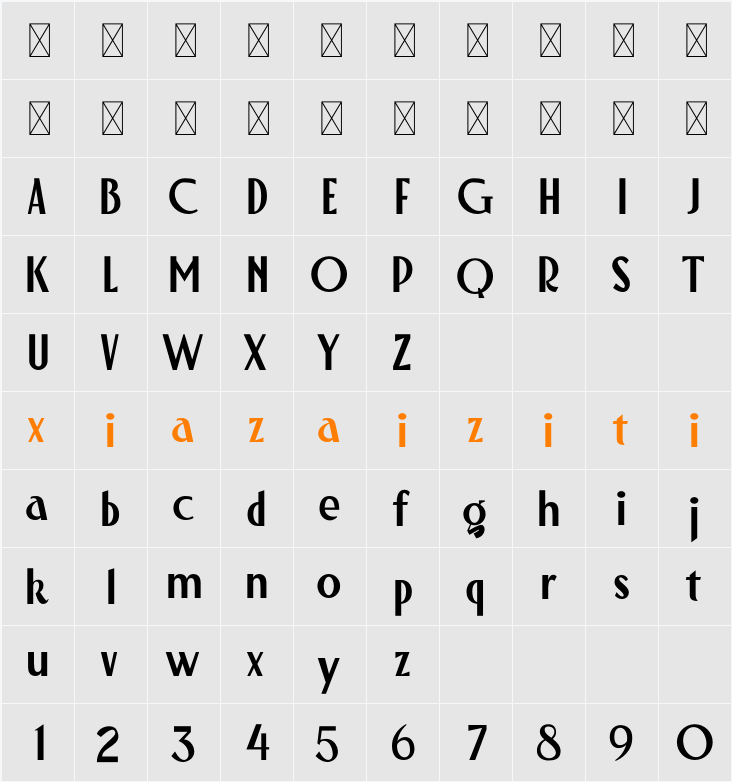 Gloriace 字符映射表