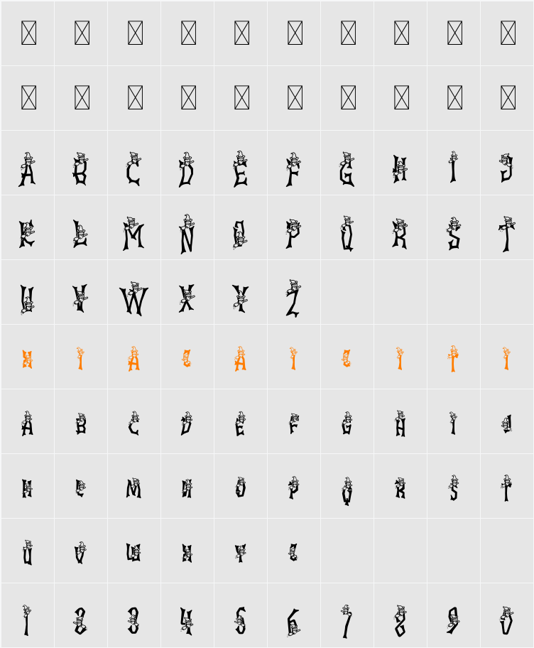 Ghostly Guffaws Witch 字符映射表