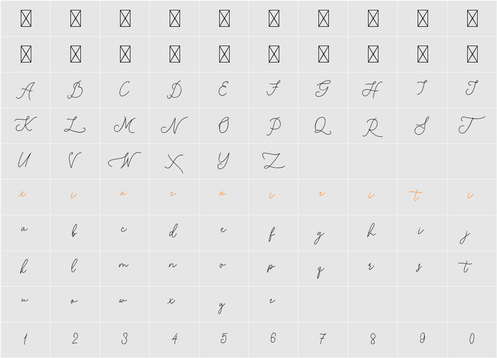 Lovely Pretty 字符映射表