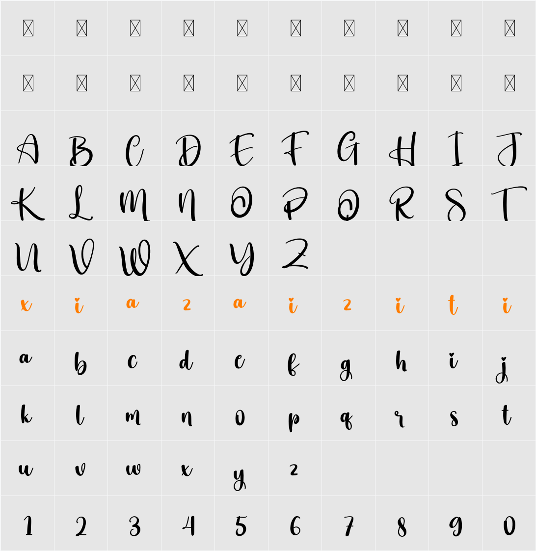 Landscape 字符映射表