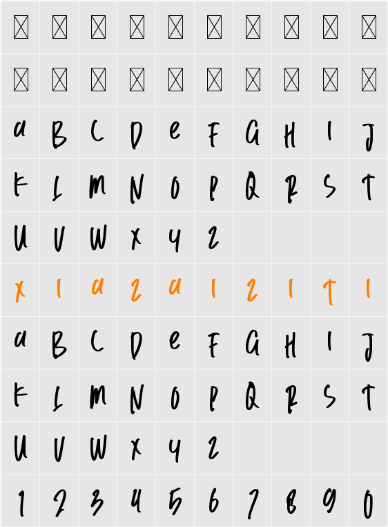 Jealousy Demo 字符映射表