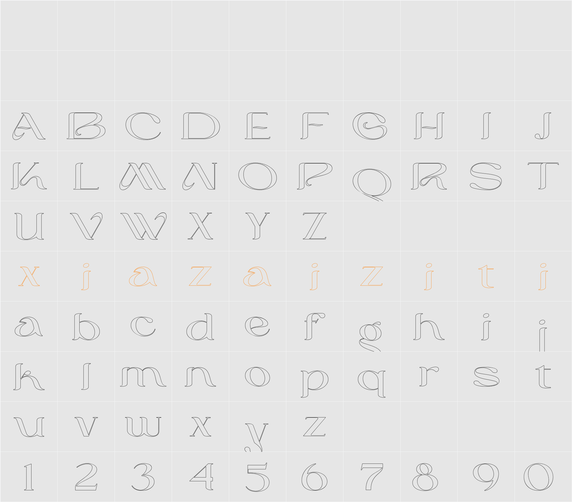 Maroon And Black Outline 字符映射表