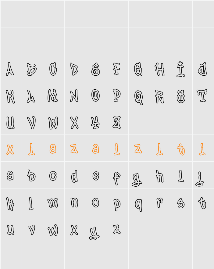 Jumpis Graffiti Outline 字符映射表