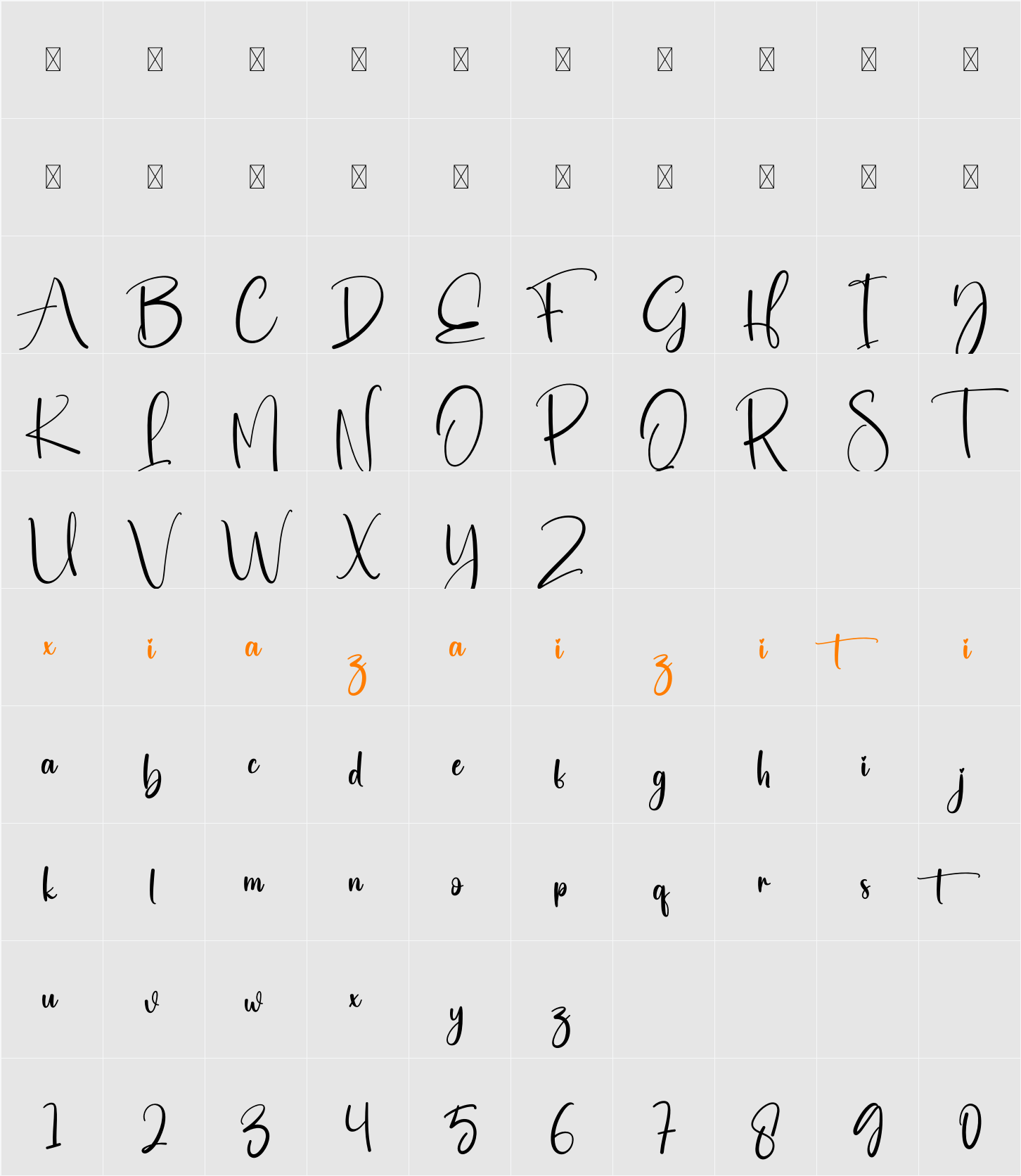 Handiwork 字符映射表