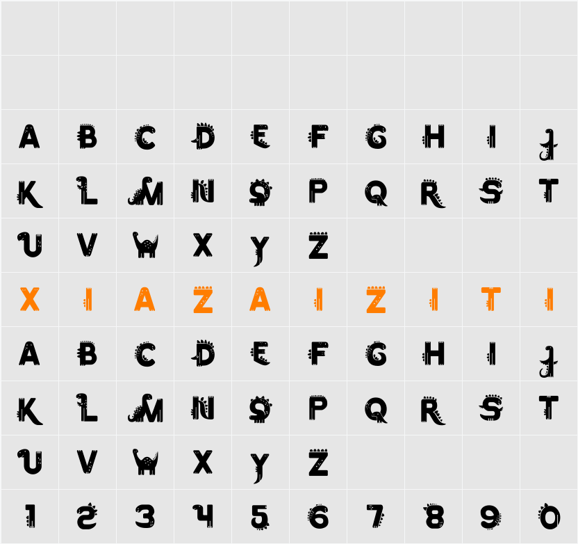 Happy Dino 字符映射表