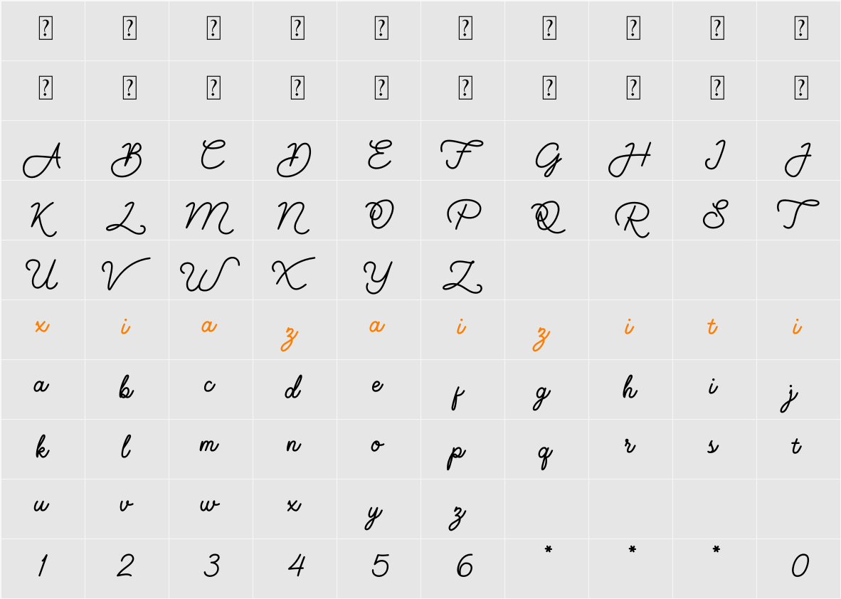 Hapsha Sophia Script 字符映射表