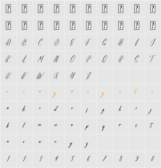 Hadinesta Blarfhine 字符映射表