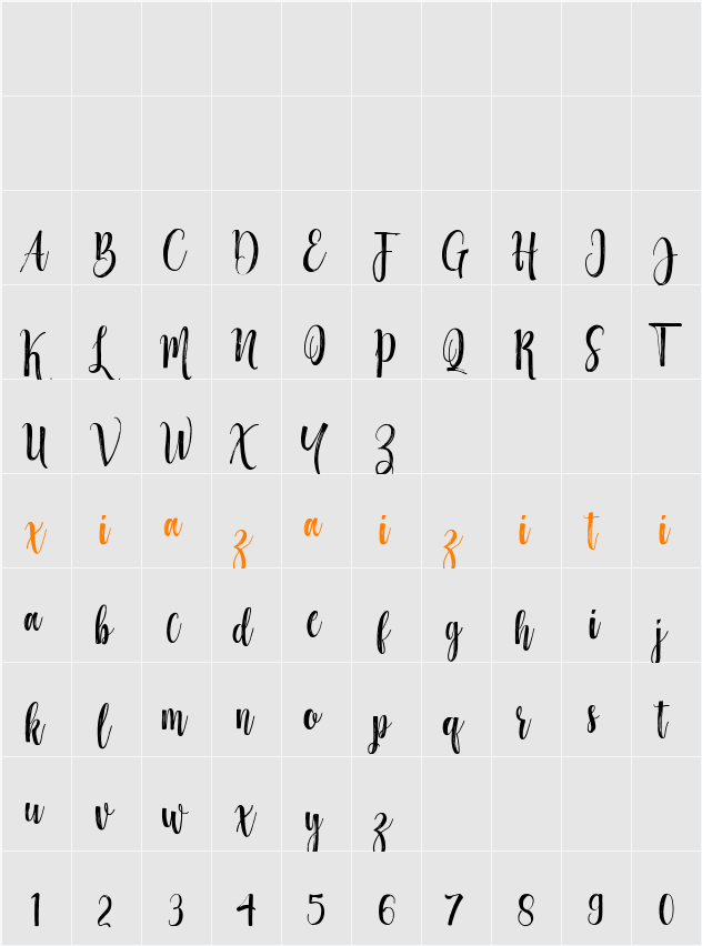 Hottemp Brush 字符映射表