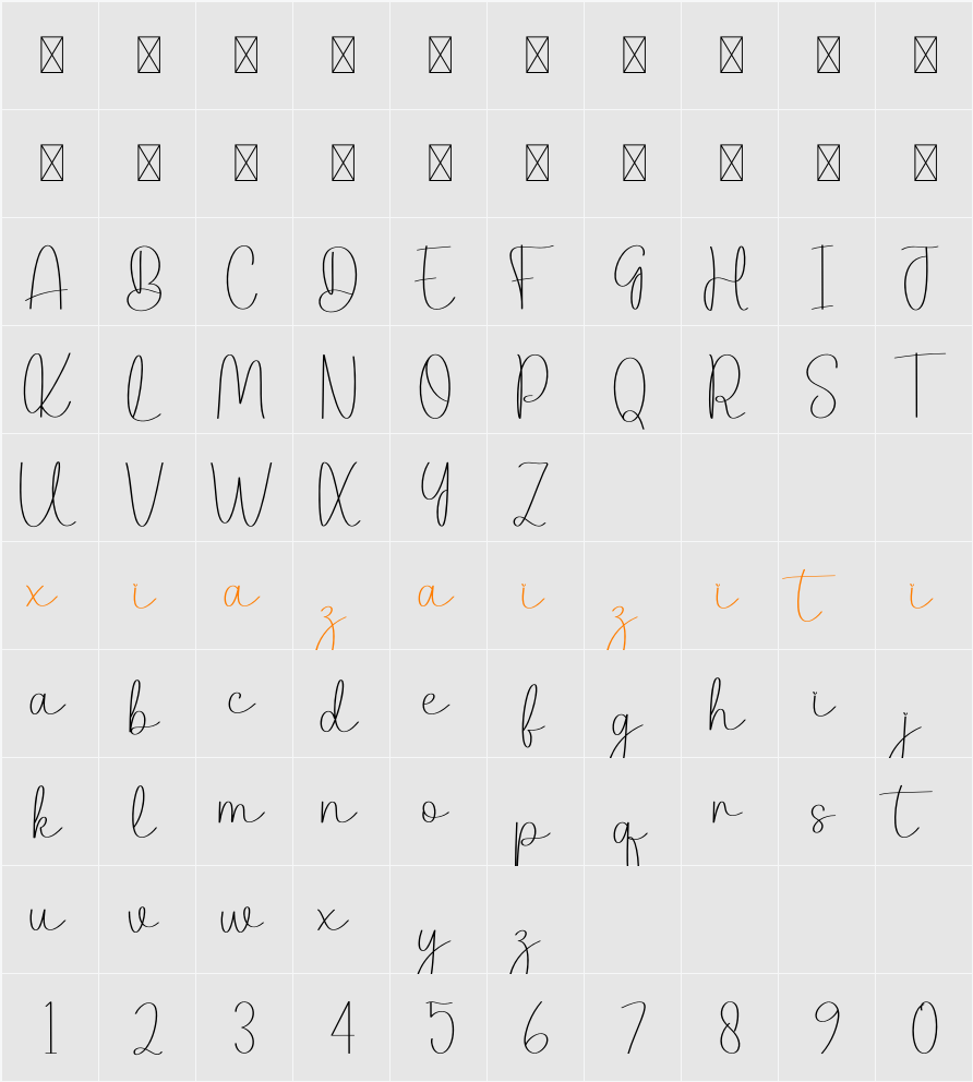 Lovely Day 字符映射表