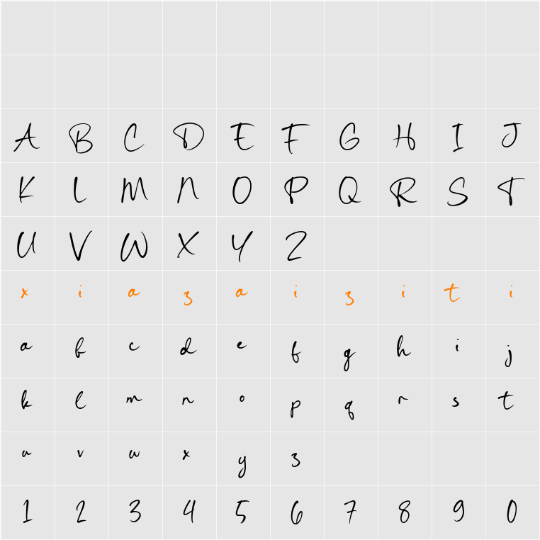 Gustavo Autograph 字符映射表