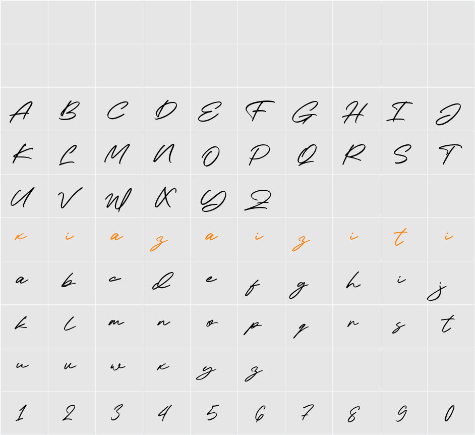 Handwind 字符映射表