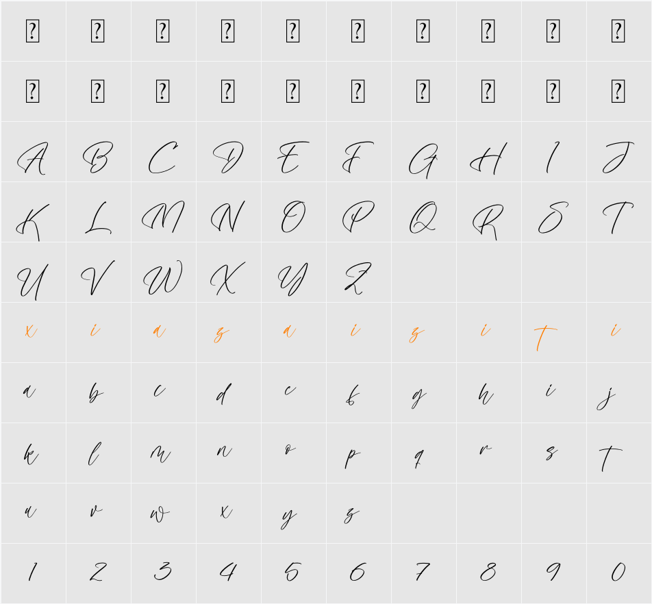 Huntlefal 字符映射表