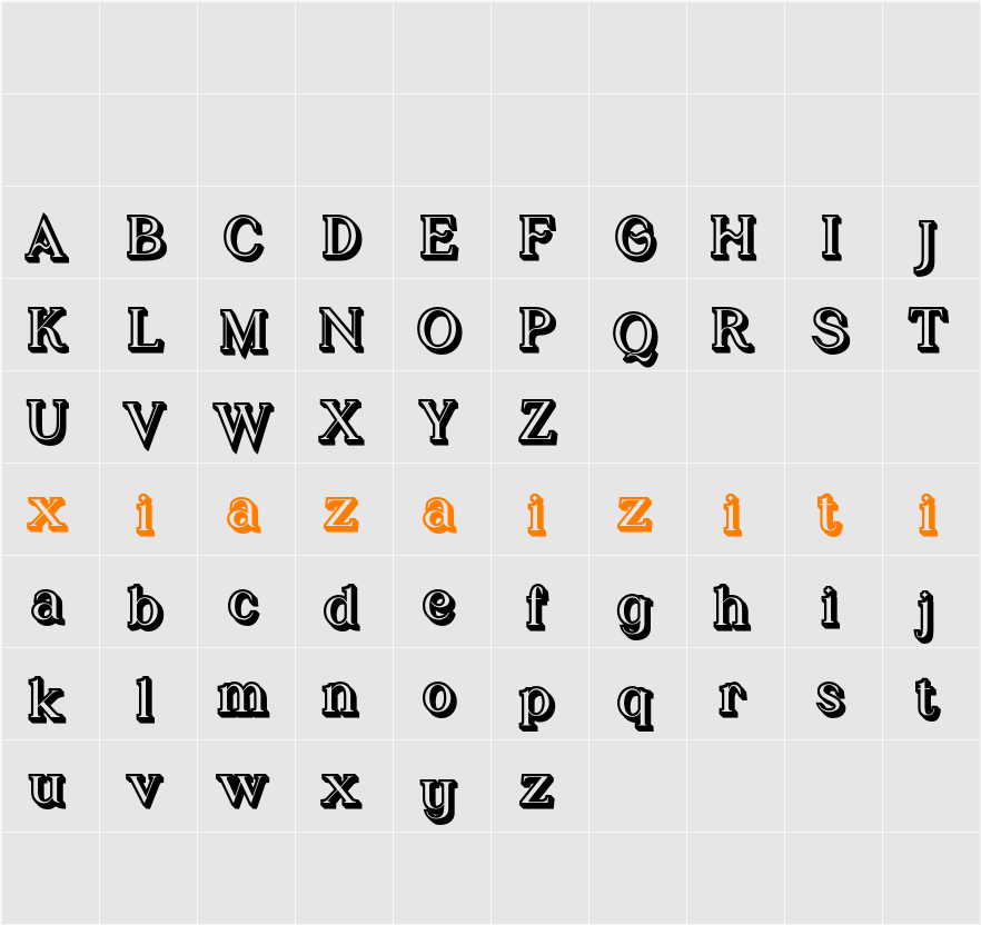 Glastone 3D Demo ExtrudeRight 字符映射表